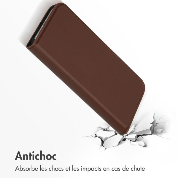 Accezz Étui de téléphone Slim Folio en cuir de qualité supérieure Apple iPhone 13 Pro Max - Brun