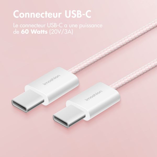 imoshion Câble USB-C vers USB-C - Tressé - 2 mètres - Rose