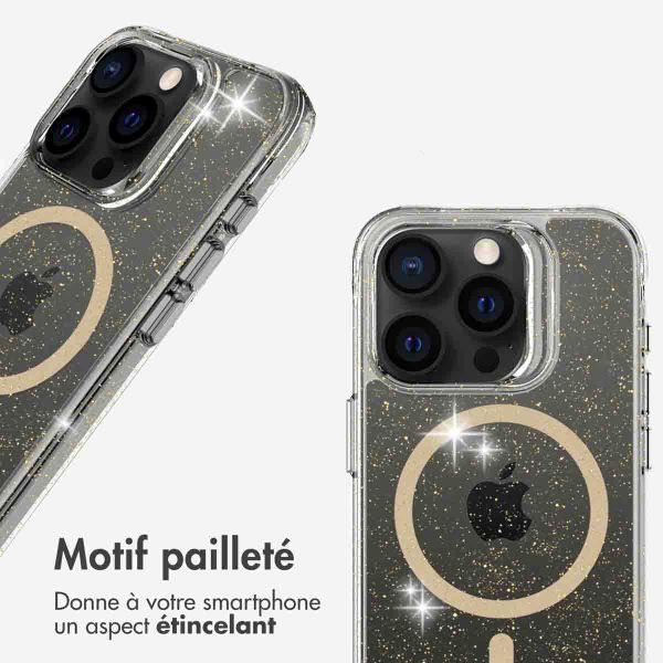 imoshion Coque arrière transparente Pailletée avec MagSafe Apple iPhone 15 Pro Max - Doré