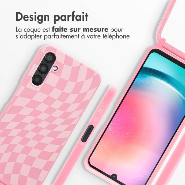 imoshion Coque design en silicone avec cordon Samsung Galaxy A25 (5G) - Retro Pink