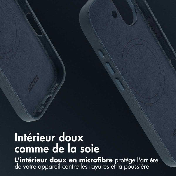 Accezz Coque arrière en cuir avec MagSafe Apple iPhone 17 - Nightfall Blue