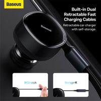 Baseus Enjoyment 2-en-1 | Chargeur voiture rapide avec câble rétractable USB-C et Lightning