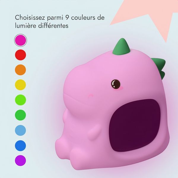 imoshion Kids Coach de sommeil - Veilleuse avec haut-parleur - Réveil enfant - Dino