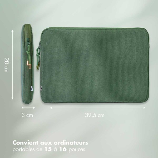 Selencia Pochette ordinateur Corduroy 15-16 pouces - Sage Green