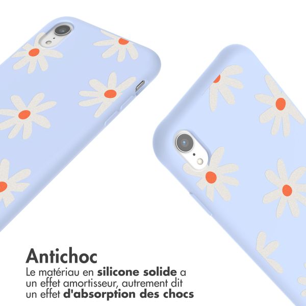 imoshion Coque design en silicone avec cordon Apple iPhone Xr - Lila Flower Distance
