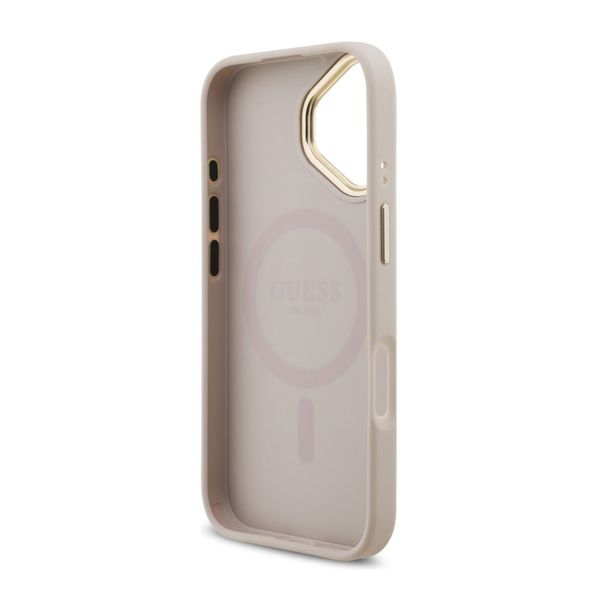 Guess Coque arrière en cuir avec logo Strass classique et MagSafe Apple iPhone 17 - Rose