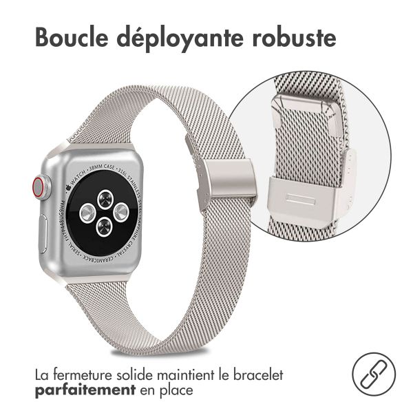 imoshion Bracelet pliant Milanese Apple Watch Series 1 t/m 9 / SE (38/40/41 mm) | Series 10 / 11 (42 mm) - Starlight