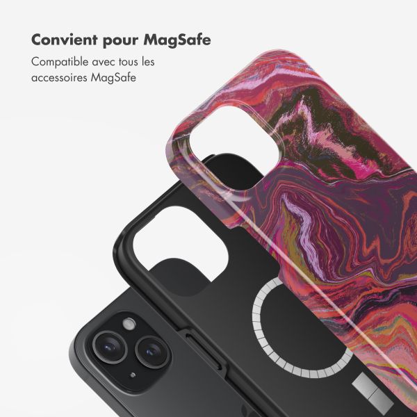 Selencia Coque arrière Vivid Tough avec MagSafe iPhone 15 - Marble Purple