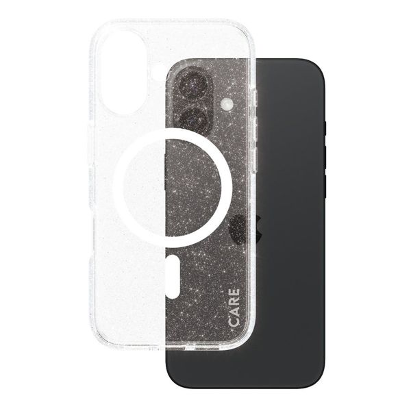 CARE by PanzerGlass Coque Star Lit avec MagSafe iPhone 16 - Blanc