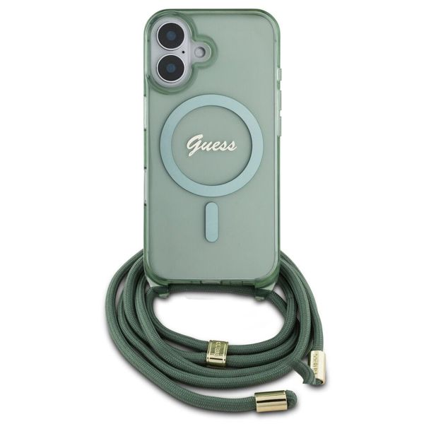 Guess Coque MagSafe IML avec crossbody cord iPhone 16 - Vert