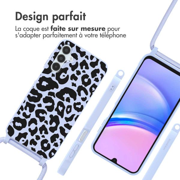 imoshion Coque design en silicone avec cordon Samsung Galaxy A15 (5G/4G) - Animal Lila