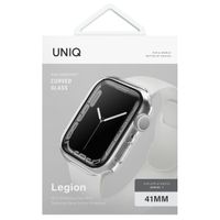 Uniq Legion Coque Apple Watch avec protection d'écran en Verre Trempé Apple Watch 7-9 - 41 mm - Dove (Clear)