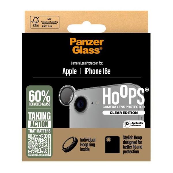 PanzerGlass Protection Caméra Hoop Optic Rings iPhone 16e - Transparent