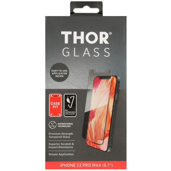 THOR Protection d'écran en verre trempé CF Anti-bactéries iPhone 12 Pro Max