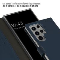 Selencia Étui portefeuille en cuir véritable Samsung Galaxy S24 Ultra - Bleu foncé