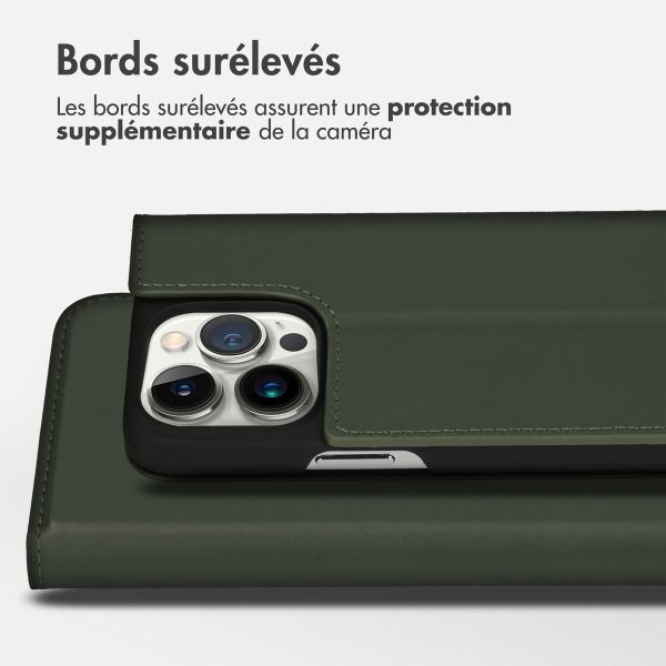 Accezz Étui de télephone Slim Folio en cuir de qualité supérieure Apple iPhone 14 Pro - Vert