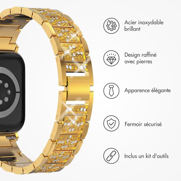 Selencia Bracelet à maillons scintillants Apple Watch Series 1 t/m 9 / SE (38/40/41 mm) | Series 10 / 11 (42 mm) - Doré