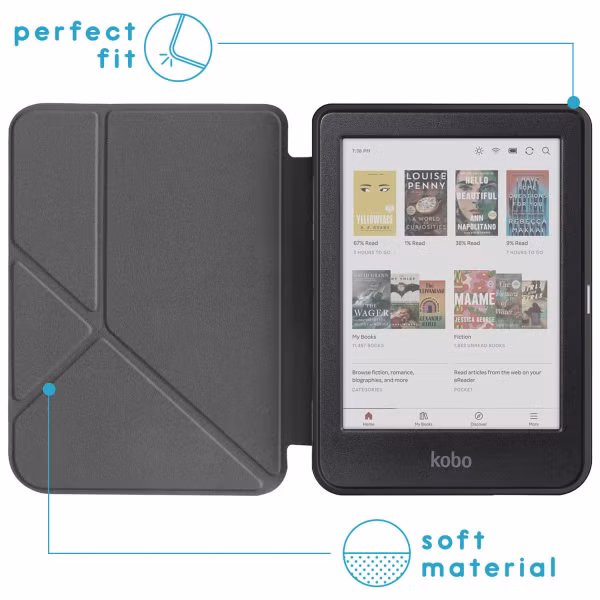 imoshion Étui de liseuse portefeuille design Pliable Kobo Clara Colour / BW - Bloom Love Blush