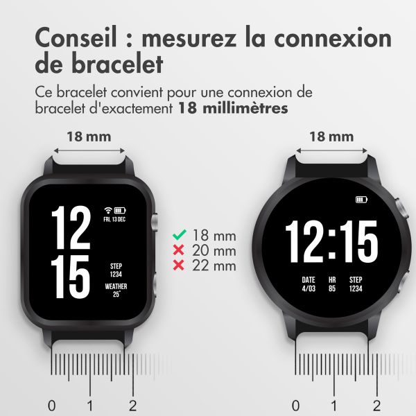 imoshion Bracelet sportif en silicone - Connexion universelle de 18 mm - Noir / Lime