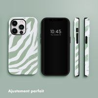 Selencia Coque arrière Vivid Apple iPhone 14 Pro - Colorful Zebra Sage Green