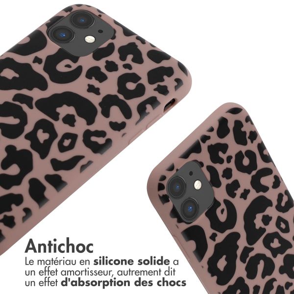 imoshion Coque design en silicone avec cordon Apple iPhone 11 - Animal Pink