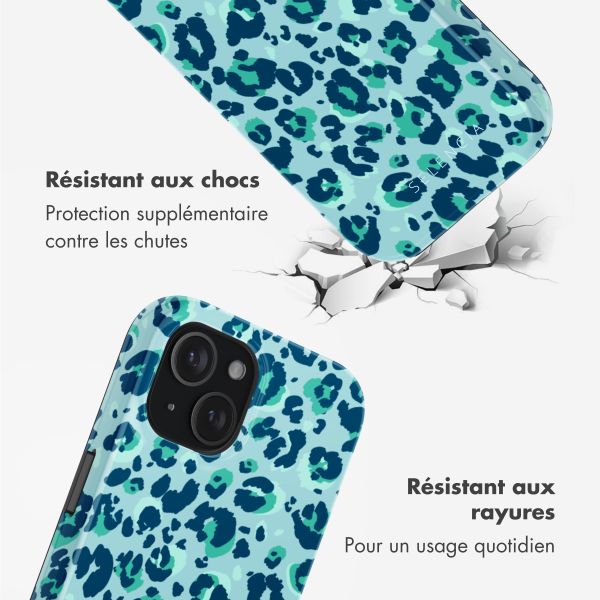 Selencia Coque arrière Vivid Tough avec MagSafe iPhone 15 - Wild Spots Light Blue