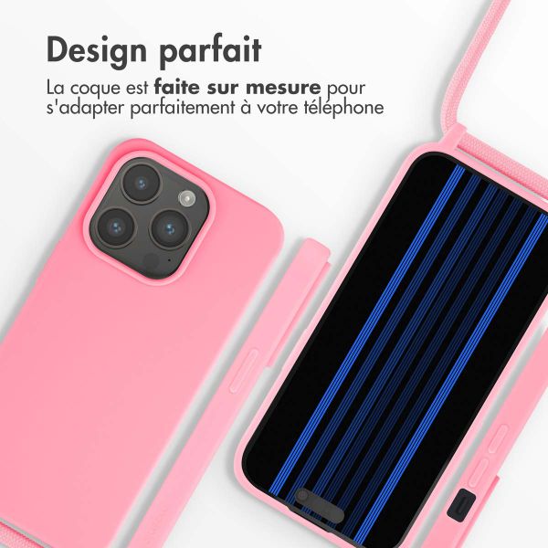 imoshion Coque en silicone avec cordon Apple iPhone 15 Pro - Rose
