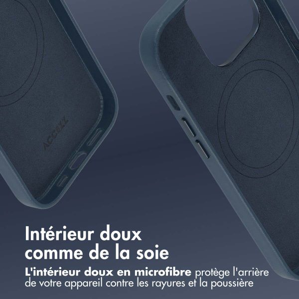 Accezz Coque arrière en cuir avec MagSafe Apple iPhone 14 Pro - Nightfall Blue