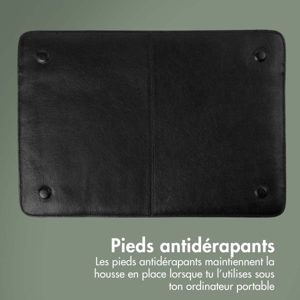 Accezz Leather Pochette ordinateur MacBook 15 pouces - Noir