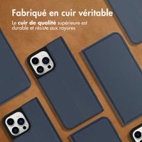 Accezz Étui de téléphone Slim Folio en cuir de qualité supérieure iPhone 14 Pro Max - Bleu foncé