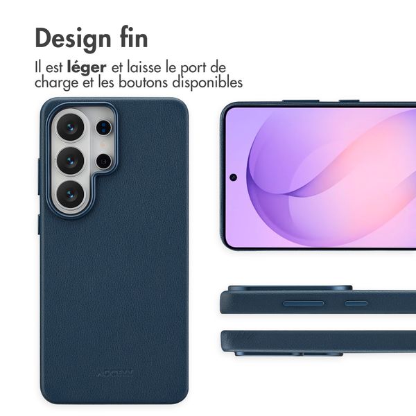 Accezz Coque arrière en cuir avec MagSafe Samsung Galaxy S26 Ultra - Nightfall Blue