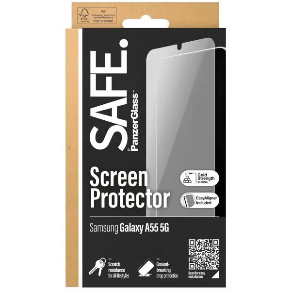 SAFE by PanzerGlass Protection d'écran Ultra-Wide Fit avec applicateur Samsung Galaxy A55