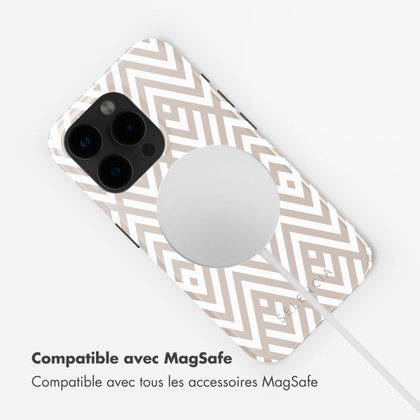 Selencia Coque arrière Vivid avec MagSafe Apple iPhone 15 Pro - Beige Zigzag