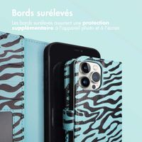 imoshion ﻿Étui de téléphone portefeuille Design iPhone 12 (Pro) - Black Blue Stripes