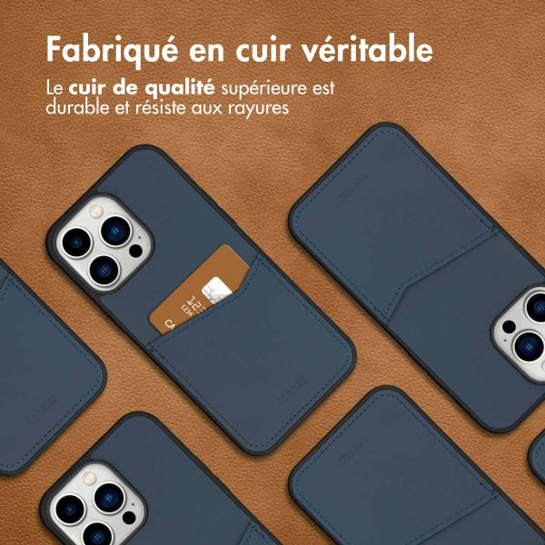 Accezz Coque en cuir de qualité supérieure avec fentes pour cartes Apple iPhone 14 Pro Max - Bleu foncé