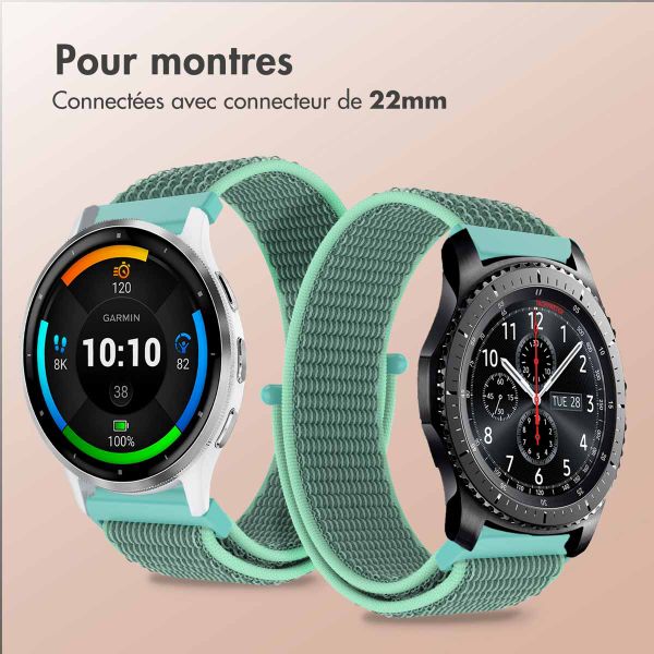 imoshion Bracelet en nylon avec fermeture velcro - Connexion universelle 22 mm - Vert menthe