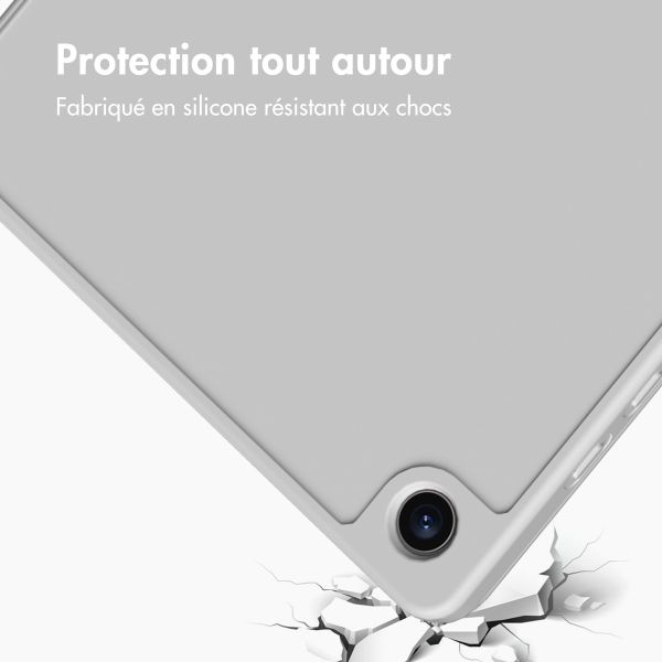Accezz Coque tablette portefeuille Smart Silicone Samsung Galaxy Tab A9 Plus - Gris