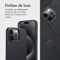 Accezz Étui de télephone portefeuille en cuir 2-en-1 avec MagSafe Apple iPhone 15 Pro Max - Onyx Black