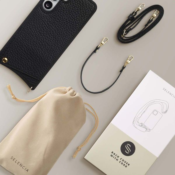 Selencia Coque de télephone Nova avec cordon et porte-cartes Samsung Galaxy S25 FE - Noir