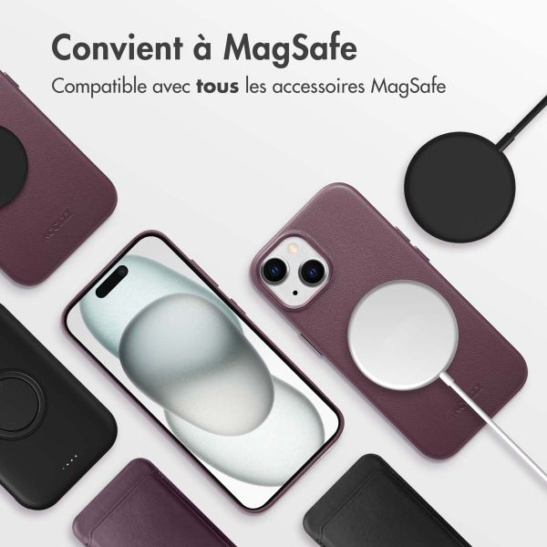 Accezz Coque arrière en cuir avec MagSafe iPhone 15 - Heath Purple