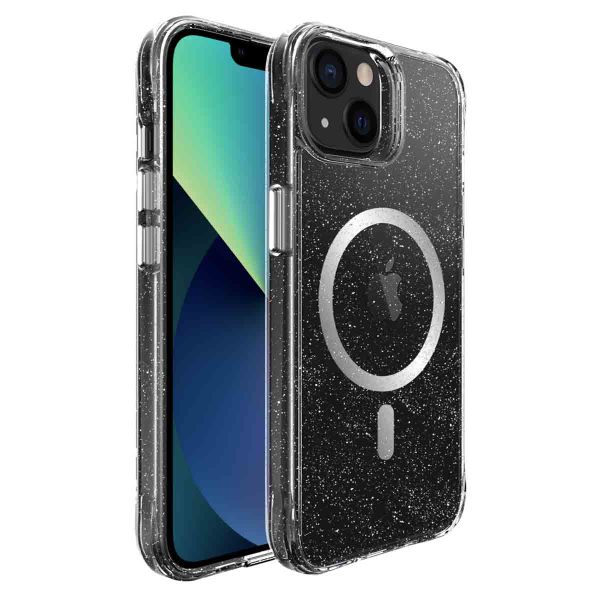 imoshion Coque arrière transparente Pailletée avec MagSafe Apple iPhone 13 - Argent