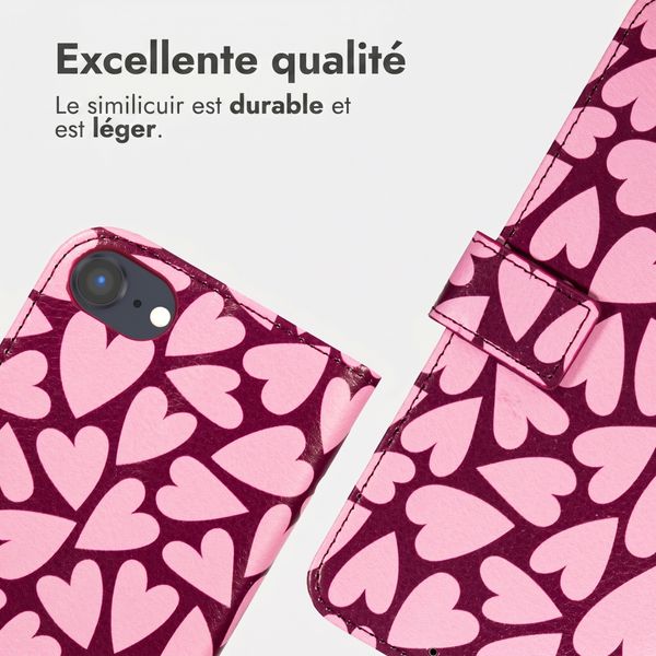 imoshion Étui de télephone portefeuille Design Apple iPhone SE (2022 / 2020) / 8 / 7 / 6(s) - Hearty Blush