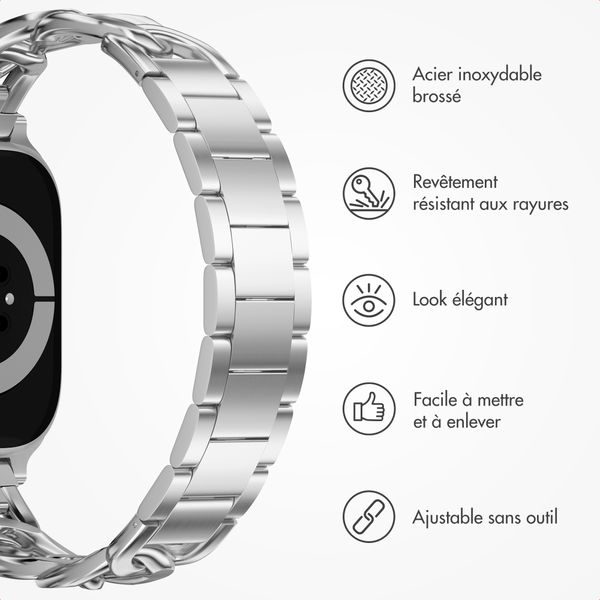 Selencia Bracelet Chain Apple Watch Series 1 - 9 / SE (38/40/41 mm) | Series 10 / 11 (42 mm) - Argent