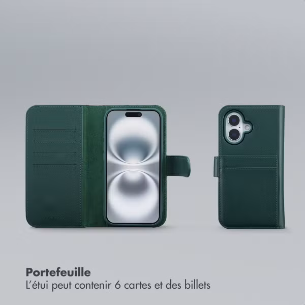 Selencia Étui portefeuille amovible Olyn avec MagSafe Apple iPhone 16 - Vert