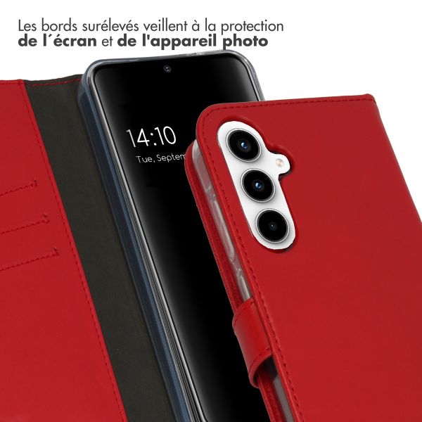 Selencia Étui de téléphone portefeuille en cuir véritable Samsung Galaxy A55 - Rouge