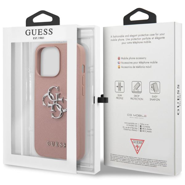 Guess Coque 4G Metal Logo Saffiano Apple iPhone 13 Pro - Rose