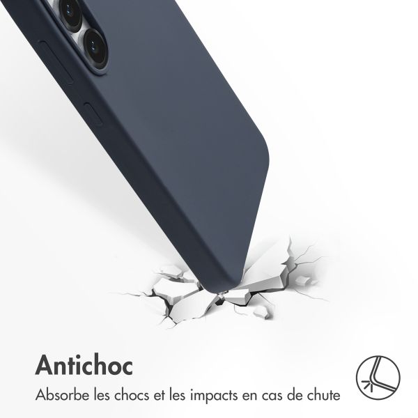 Accezz Coque Liquid Silicone avec MagSafe Samsung Galaxy S25 FE - Bleu foncé