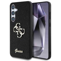 Guess Coque 4G Metal Logo Glitter Samsung Galaxy S25 Plus - Noir