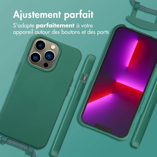 imoshion Coque arrière Color avec cordon amovible et MagSafe Apple iPhone 13 Pro - Vert foncé