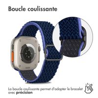 imoshion Bande élastique en nylon Apple Watch Series 1-10 / SE / Ultra (2) - 42/44/45/46/49 mm - Bleu foncé